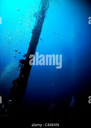 Nave relitto, Roatan, isole della baia, Honduras, America Centrale Foto Stock