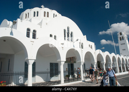 Metropolita ortodosso cattedrale Fira Santorini Foto Stock