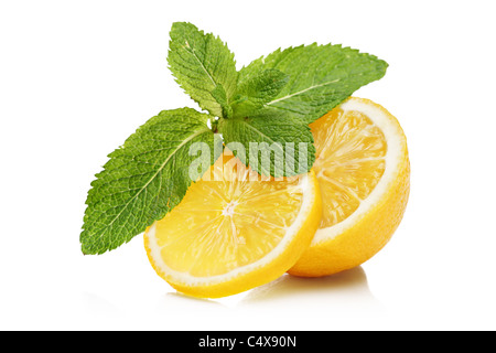 Fette di limone e menta Foto Stock