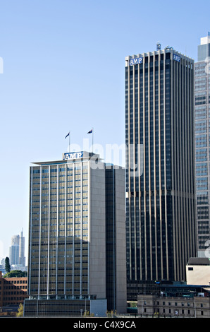 Parte della skyline di Sydney con Hotel Torri delle attività finanziarie e grattacieli nel centro di Sydney vicino al Circular Quay Australia Foto Stock