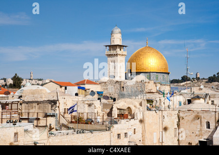 Vista dalla città vecchia di Gerusalemme sulla Cupola della roccia. Foto Stock