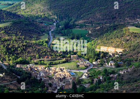 Vista di Aragona dal monastero di San Juan de la Peña, Provincia Huesca, Aragona, Spagna Foto Stock