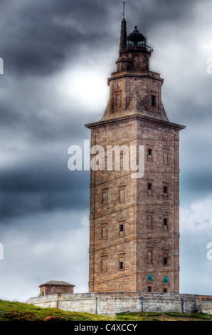 Torre di Hercules, faro romano, A Coruña, Galizia, Spagna Foto Stock