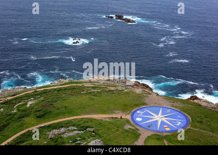 Rosa dei venti che rappresentano i diversi popoli celtici, vicino alla Torre di Hercules, A Coruña, Galizia, Spagna Foto Stock