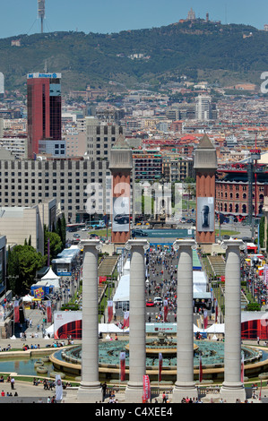 Paesaggio urbano dal Palau Nacional di Montjuic, Barcellona, in Catalogna, Spagna Foto Stock