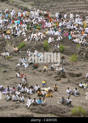 Viandante a "Sant Dnyaneshwar Palakhi" Il Palakhi nel mese di Ashadh è molto popolare in Pune, Maharashtra, India Foto Stock