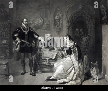 La firma della condanna a morte di Lady Jane Grey Foto Stock