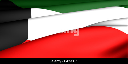 Bandiera del Kuwait. Close up. Vista frontale. Foto Stock