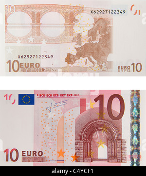 10 dieci euro nota euro note bill Foto Stock