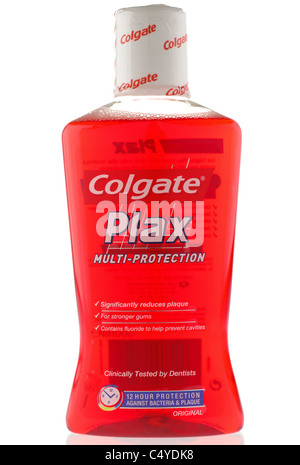 Bottiglia di Colgate Plax collutorio rosso Foto Stock