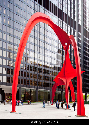 Calder il Flamingo, Chicago Federal Plaza Foto Stock