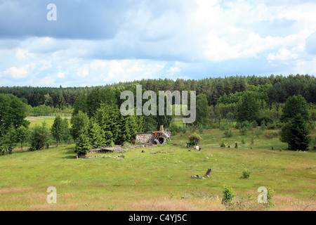 Casa in rovina. West Pomerania. La Polonia, l'Europa. Foto Stock