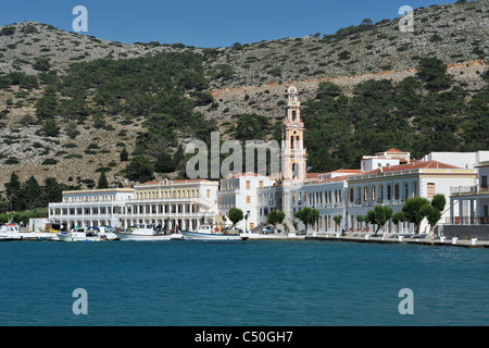 Symi. Isole Dodecanesi. La Grecia. Monastero di Michael di Panormitis / Moni Taxarhou Mihail. Foto Stock