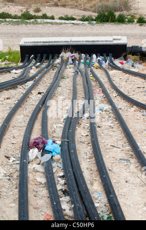 Bio metano essendo catturata da un sito di discarica in Alicante, Costa Blanca, Murcia, Spagna. Foto Stock