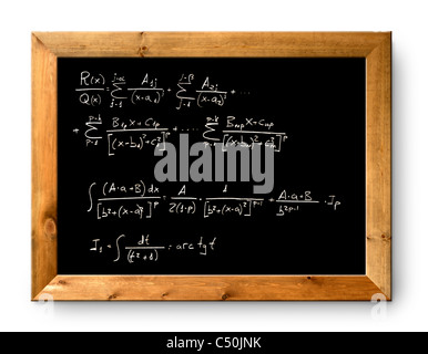 Lavagna con scritto difficile matematica formula integrale Foto Stock