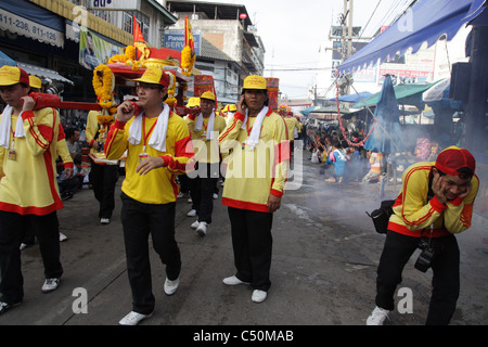 Il carnevale di Samut Sakhon santuario della città festival di Dio in Thailandia Foto Stock