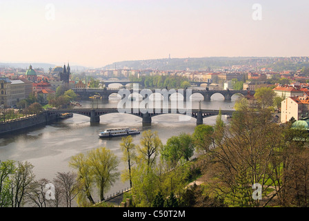 Prag Brücken von oben - ponti di Praga vista aerea 14 Foto Stock