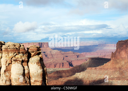 Le straordinarie strutture di roccia a canyonlands, Utah, Stati Uniti d'America Foto Stock