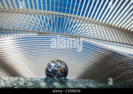 EXPO SOS pianeta, la candidatura per la fiera mondiale del 2017, Gare de Liège-Guillemins stazione ferroviaria di Liegi, Belgio Foto Stock