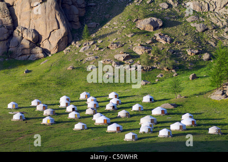 Mongolian gers in Gorkhi-Terelji National Park, Mongolia Foto Stock