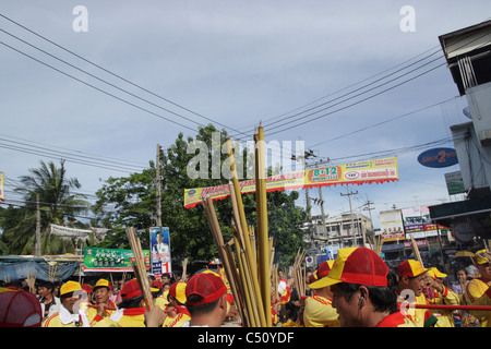 Il carnevale di Samut Sakhon santuario della città festival di Dio in Thailandia Foto Stock