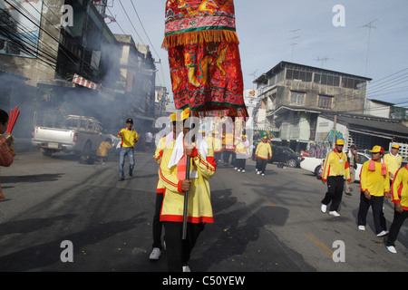 Il carnevale di Samut Sakhon santuario della città festival di Dio in Thailandia Foto Stock