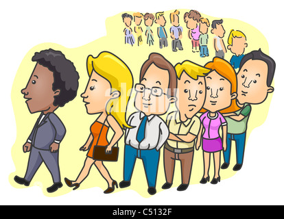 Persone in linea con il percorso di clipping Foto Stock