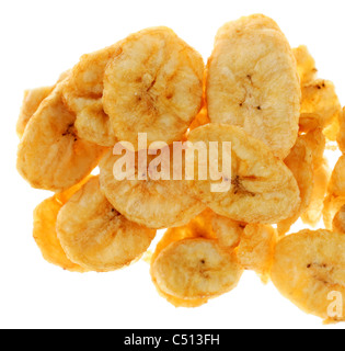Pila di fritto croccante fetta di banana morsi Foto Stock