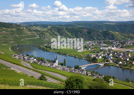 Piesport an der Mosel, Mittelmosel Renania-palatinato Deutschland, fiume Moselle Renania Palatinato Germania Foto Stock