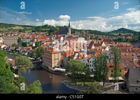 Vista panoramica di Cesky Krumlov, Repubblica Ceca Foto Stock