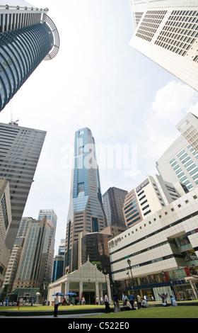 Grattacieli del quartiere finanziario, il quartiere centrale degli affari, creativo, Singapore, Sud-est asiatico, in Asia Foto Stock