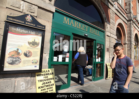 Il mercato coperto in Chesterfield, England, Regno Unito Foto Stock