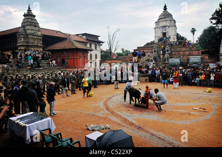 Una scena a Bhaktapur, Nepal. Foto Stock