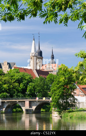 Quartiere duomo sopra il fiume Saale con la cattedrale e il castello, Merseburg, Sassonia-Anhalt, Germania, Europa Foto Stock