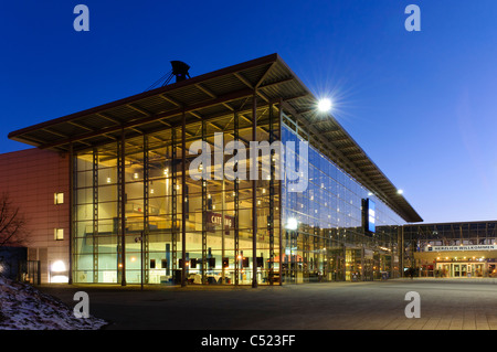 Messe Erfurt centro congressi, esposizioni, in serata, Erfurt, Turingia, Germania, Europa Foto Stock