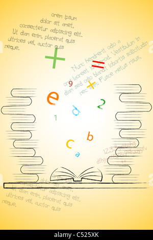 Illustrazione del libro aperto con battenti alfabeti Foto Stock