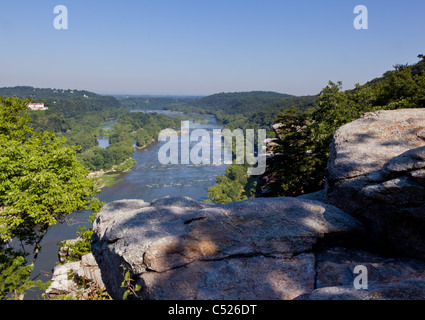 Fiume Potomac da trascurare in Maryland Heights dalla città di harpers Ferry Foto Stock