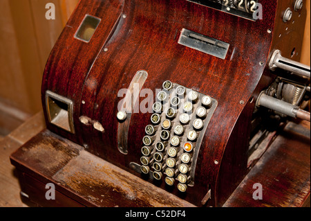 Antica cash register.Photo closeup. 1800-1900 ANNI Foto Stock