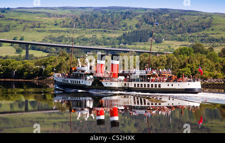 Il PS Waverley Battello a Vapore navigare sul fiume Clyde di Erskine, Scozia. Foto Stock