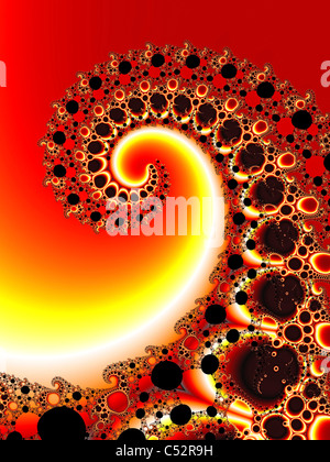 Un colorato di arancione e giallo frattale a spirale generata usando il ChaosPro programma calcolata Foto Stock
