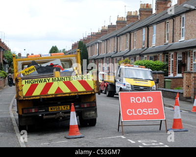 Strada chiusa per manutenzione autostradale. Foto Stock
