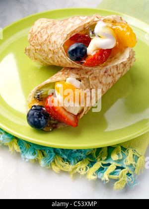 Crepes di frutta dolce americano Foto Stock