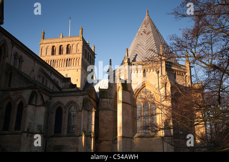 Southwell Minster chapter house e la torre centrale Foto Stock