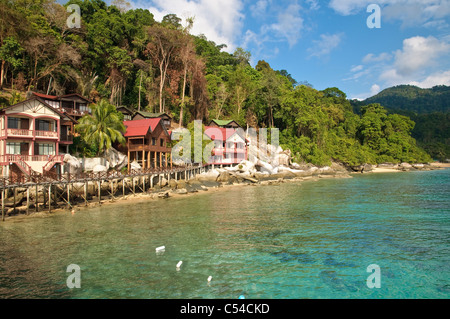 Panuba Inn Resort sulla spiaggia di Panuba, Pulau Isola di Tioman, Malaysia, Asia sud-orientale, Asia Foto Stock