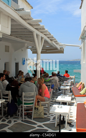 La piccola Venezia zona delle Cicladi Mykonos isola del Mar Egeo Grecia UE Europa europea Foto Stock