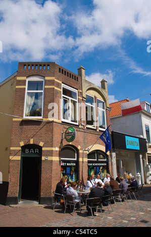 Bar terrazza Kaizerstraat street Scheveningen quartiere L'Aia provincia di South Holland Olanda Europa Foto Stock