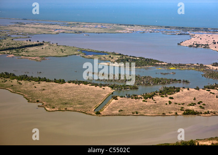 I Paesi Bassi, Lelystad. Parco nazionale chiamato Oostvaardersplassen. Antenna. Foto Stock