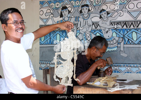 Ombra marionette, in Java chiamato Wayang Kulit Foto Stock