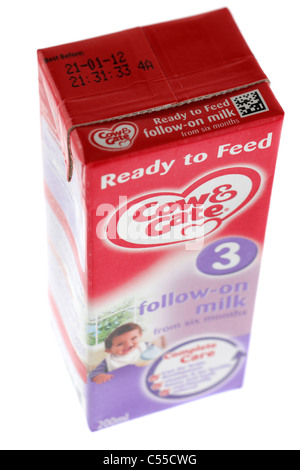 Scatola in cartone della mucca & Gate di latte per neonati pronto per l'alimentazione 3 seguire sul latte di sei mesi Foto Stock