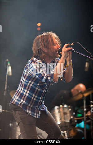 Radiohead giocando a secret show sul Park Stage presso il festival di Glastonbury 2011 Foto Stock